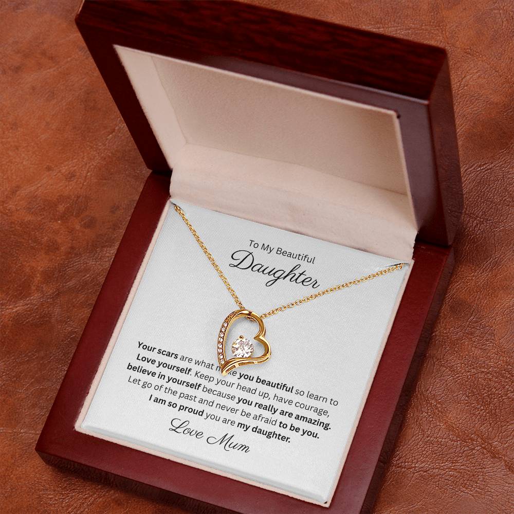 Beautiful Daughter Forever Love Heart Pendant Necklace 14k or 18k Gold