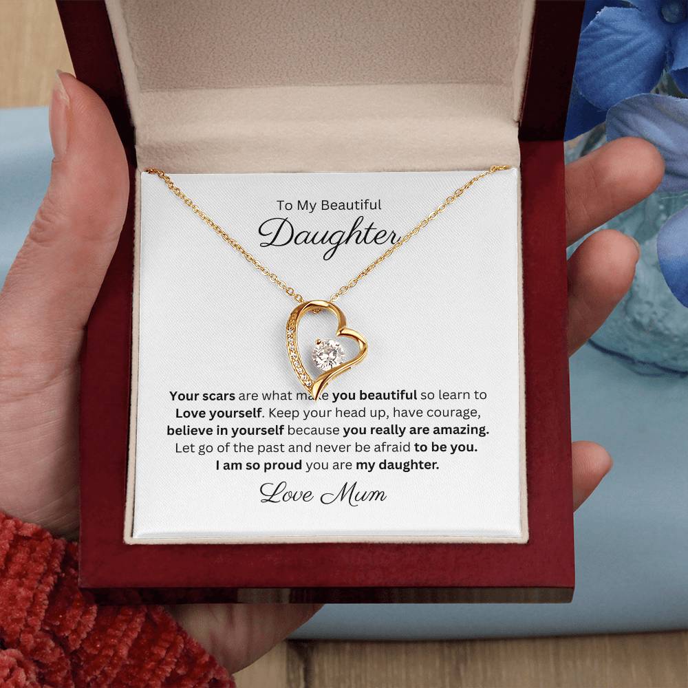 Beautiful Daughter Forever Love Heart Pendant Necklace 14k or 18k Gold