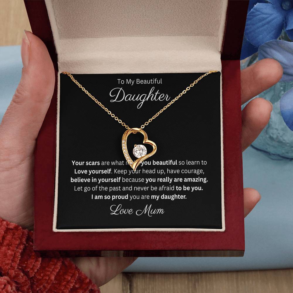 Beautiful Daughter Forever Love Heart Pendant Necklace 14k or 18k Gold