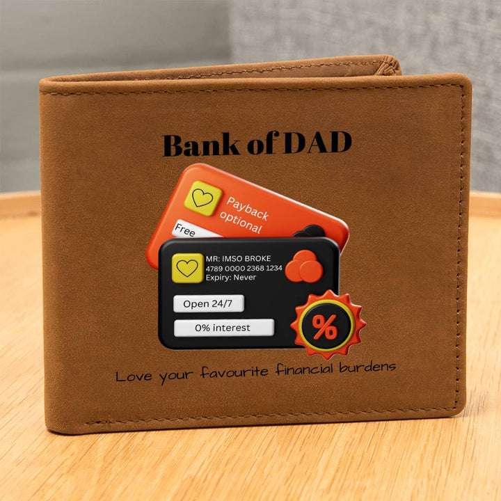 Graphic Soft Leather Wallet fun but thoughtful "Bank of Dad" gift for Dad.  