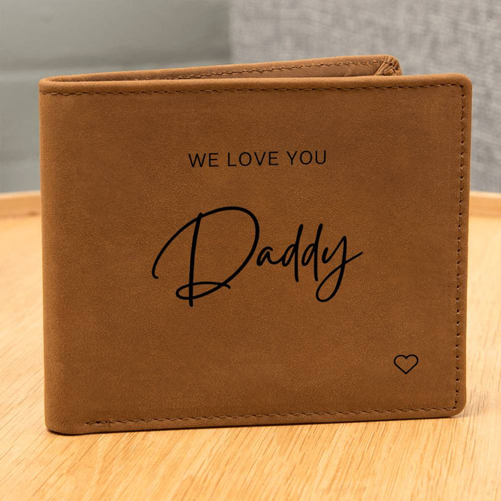 Personalised Graphic Leather Wallet "We Love You Daddy"