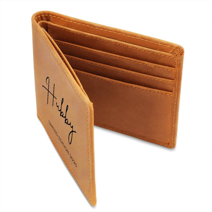 Personalised Graphic Leather Wallet "We Love You Daddy"