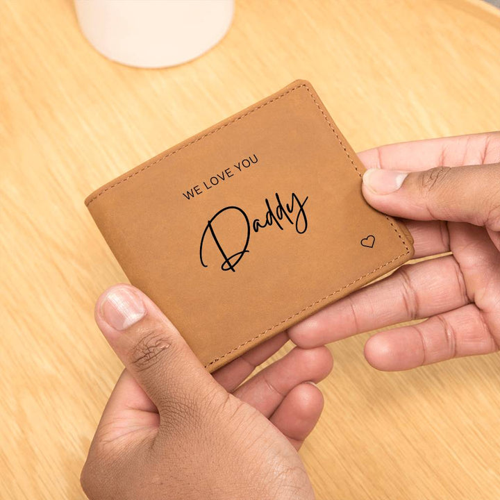 Personalised Graphic Leather Wallet "We Love You Daddy"