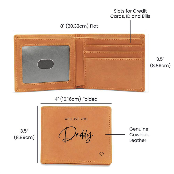 Personalised Graphic Leather Wallet "We Love You Daddy"