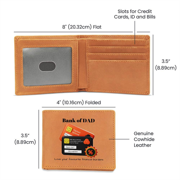 Graphic Soft Leather Wallet fun but thoughtful "Bank of Dad" gift for Dad.  