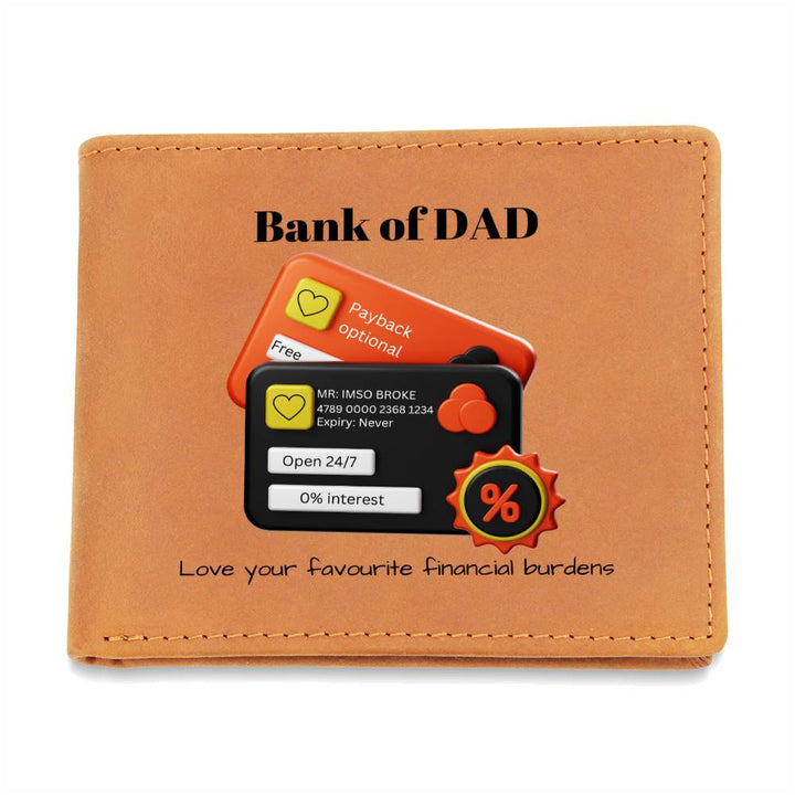 Graphic Soft Leather Wallet fun but thoughtful "Bank of Dad" gift for Dad.  