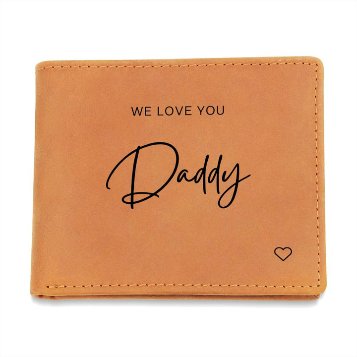 Personalised Graphic Leather Wallet "We Love You Daddy"