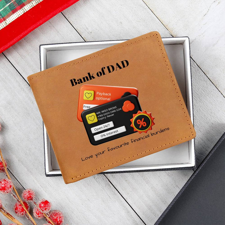 Graphic Soft Leather Wallet fun but thoughtful "Bank of Dad" gift for Dad.  