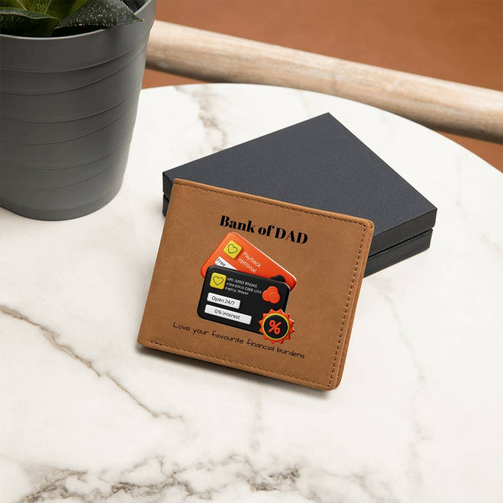 Graphic Soft Leather Wallet fun but thoughtful "Bank of Dad" gift for Dad.  