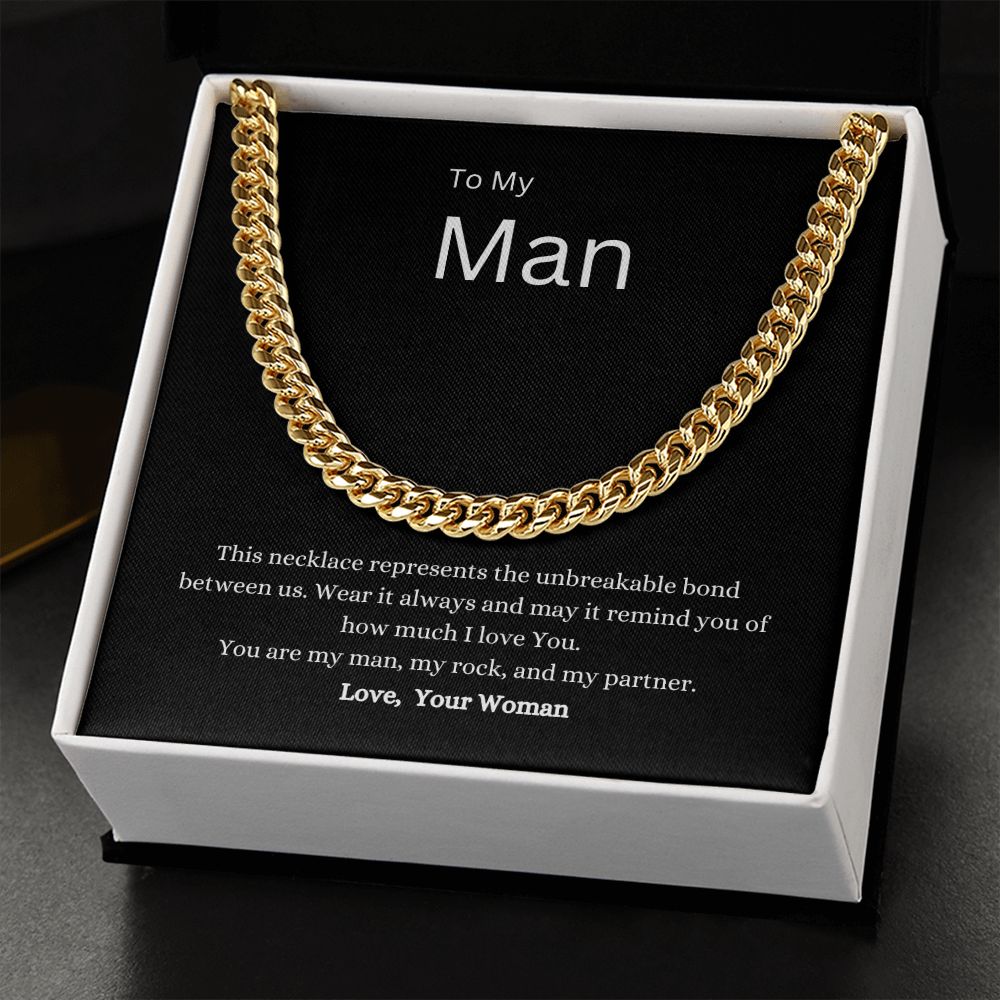 To My Man Gold Cuban Link Chain Necklace