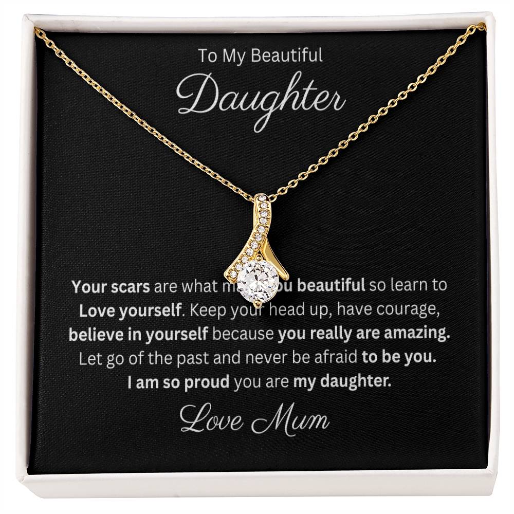 Petite Ribbon Pendant Necklace 14k white gold finish or 18k yellow gold finish over stainless steel with 7mm cubic zirconia 