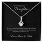 Daughter Petite Ribbon Pendant Necklace, 14k White or 18k Yellow Gold Finish