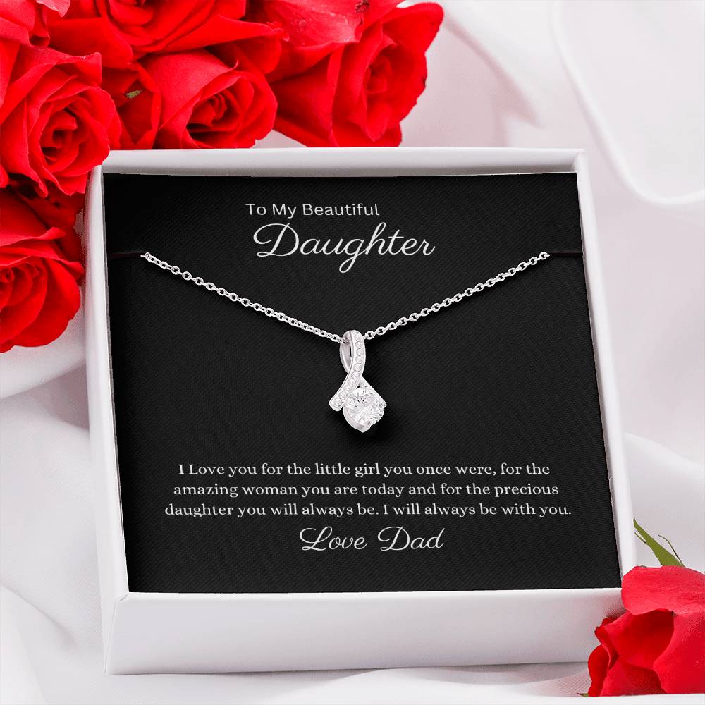 14k or 18k Gold Finish, Gift for Her Ribbon Pendant Necklace