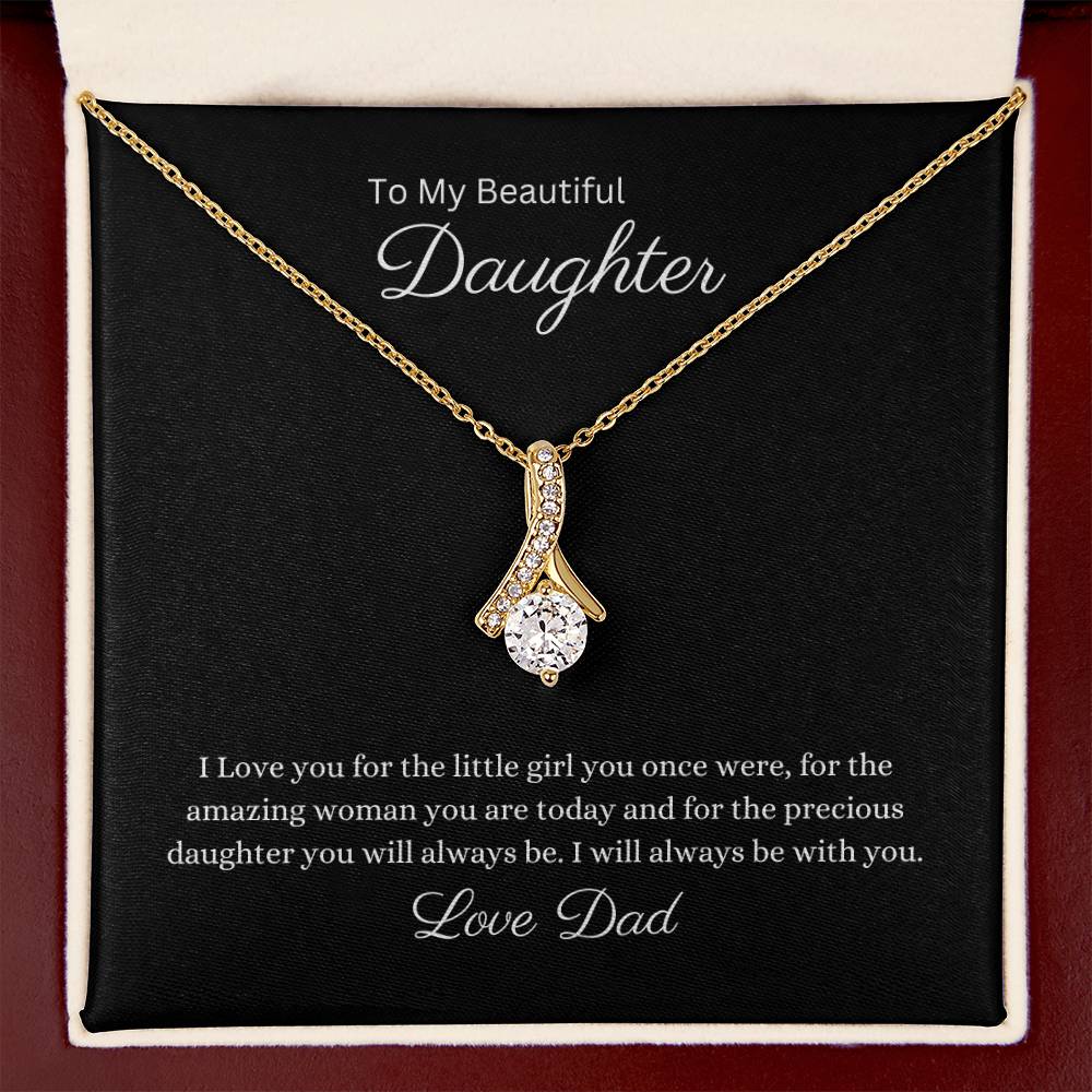 14k or 18k Gold Finish, Gift for Her Ribbon Pendant Necklace