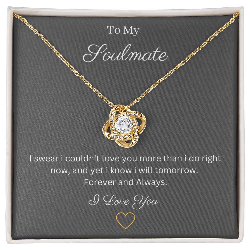 Soulmate Love Knot Pendant Necklace Embellished With Cubic Zirconia Crystals