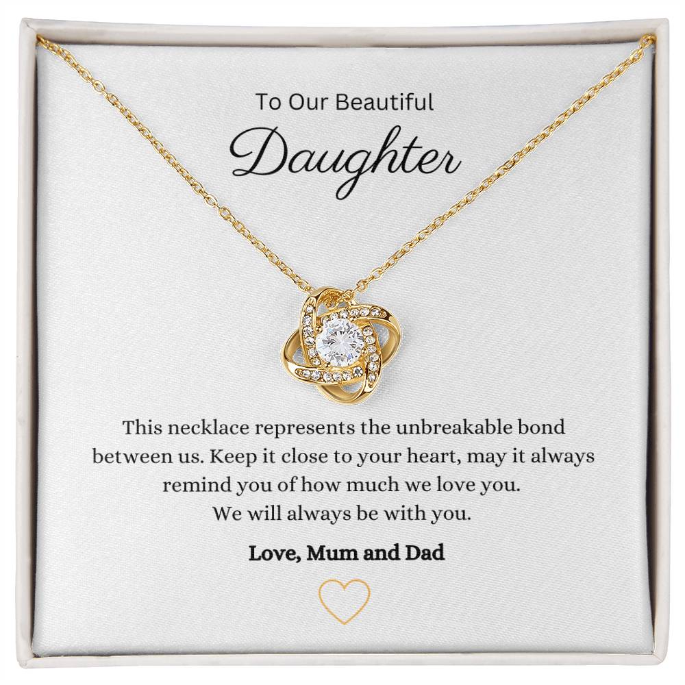 14k or 18K Gold Beautiful Daughter love knot Pendant Necklace