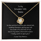 To My Smokin' Hot Babe Necklace Love Knot Pendant with message card 14k or 18k gold finish.