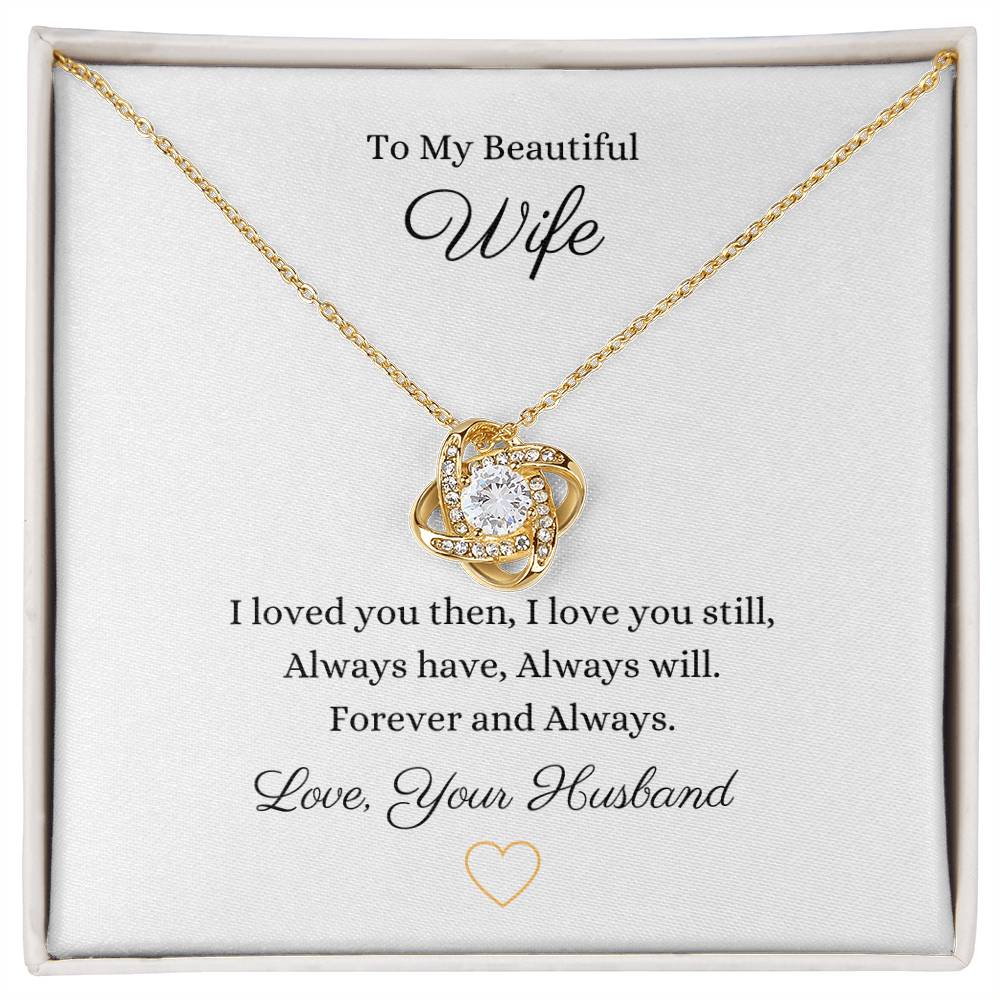 Beautiful Wife Love Knot Pendant Embellished With Cubic Zirconia Crystals