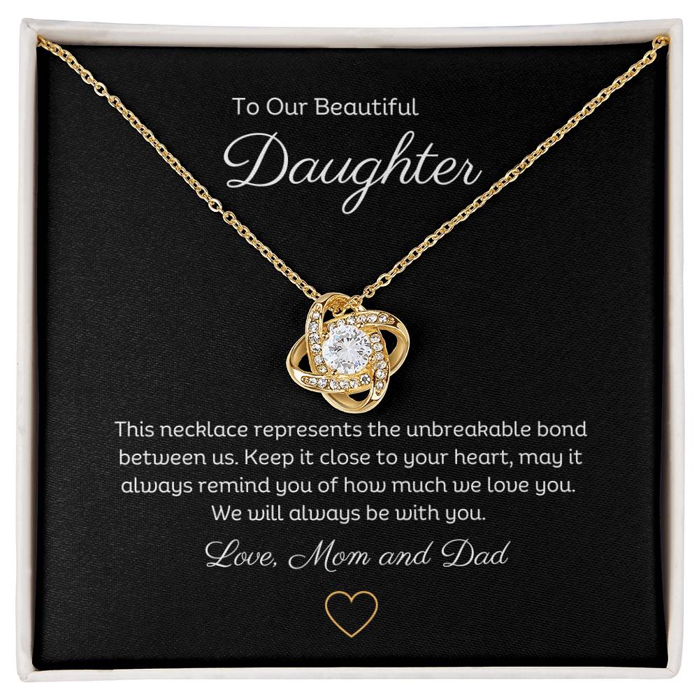 14k or 18k Daughter Love Knot Pendant Necklace