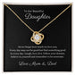 To Our Beautiful Daughter Gold Love Knot Necklace with Cubic Zirconia Stones