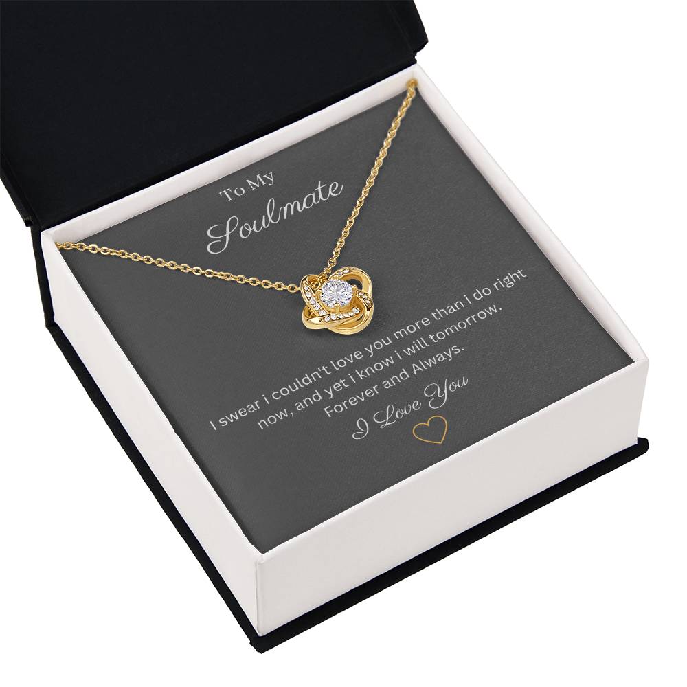 Soulmate Love Knot Pendant Necklace Embellished With Cubic Zirconia Crystals