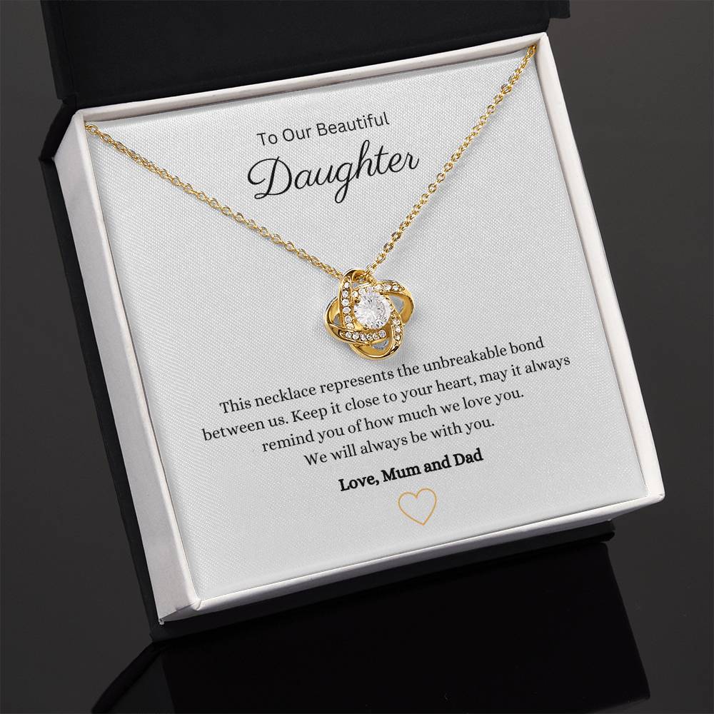 14k or 18K Gold Beautiful Daughter love knot Pendant Necklace