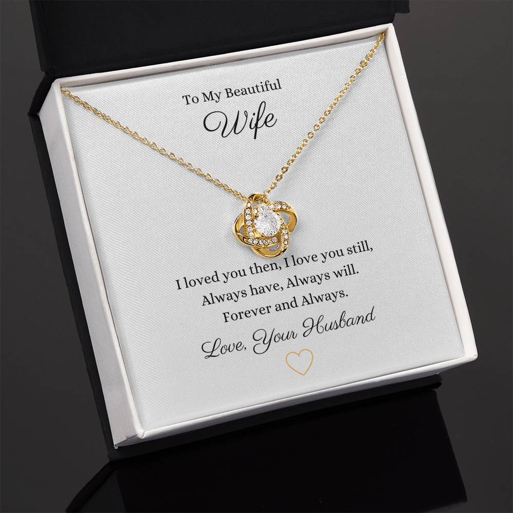 Beautiful Wife Love Knot Pendant Embellished With Cubic Zirconia Crystals