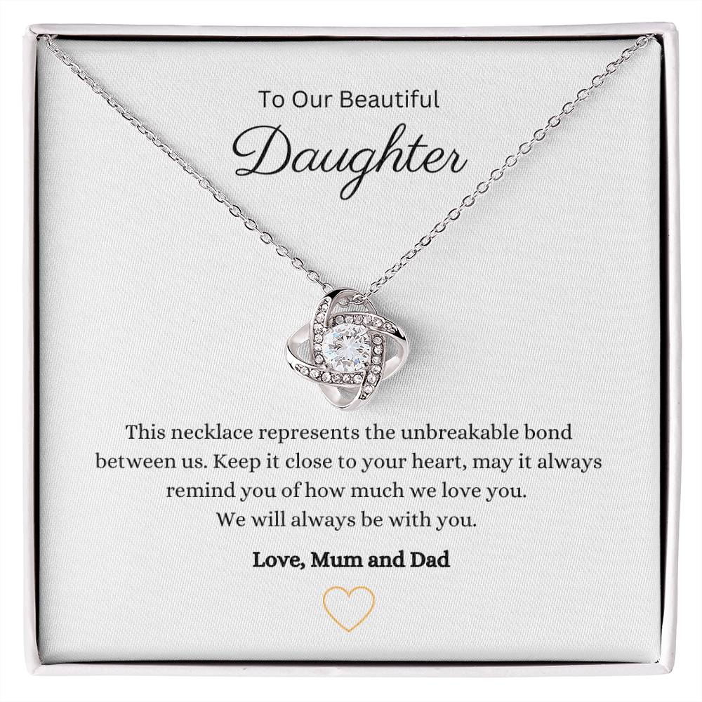 14k or 18K Gold Beautiful Daughter love knot Pendant Necklace