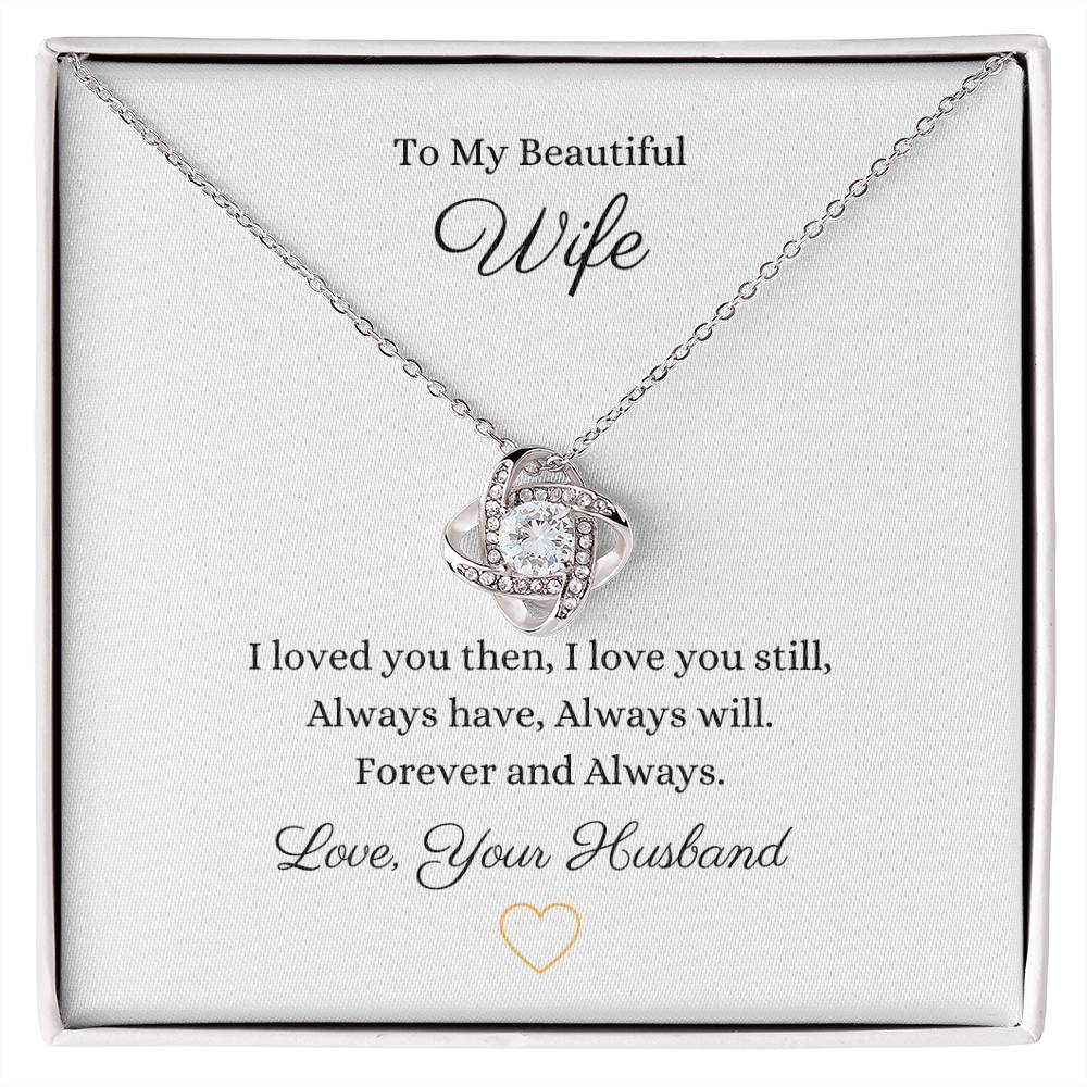 Beautiful Wife Love Knot Pendant Embellished With Cubic Zirconia Crystals