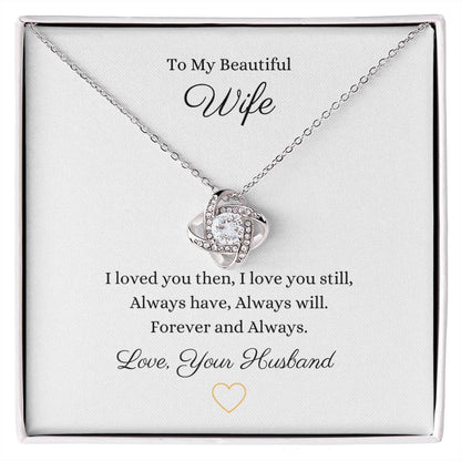 Beautiful Wife Love Knot Pendant Embellished With Cubic Zirconia Crystals