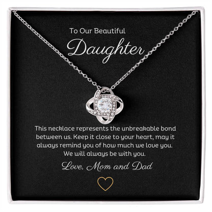 14k or 18k Daughter Love Knot Pendant Necklace