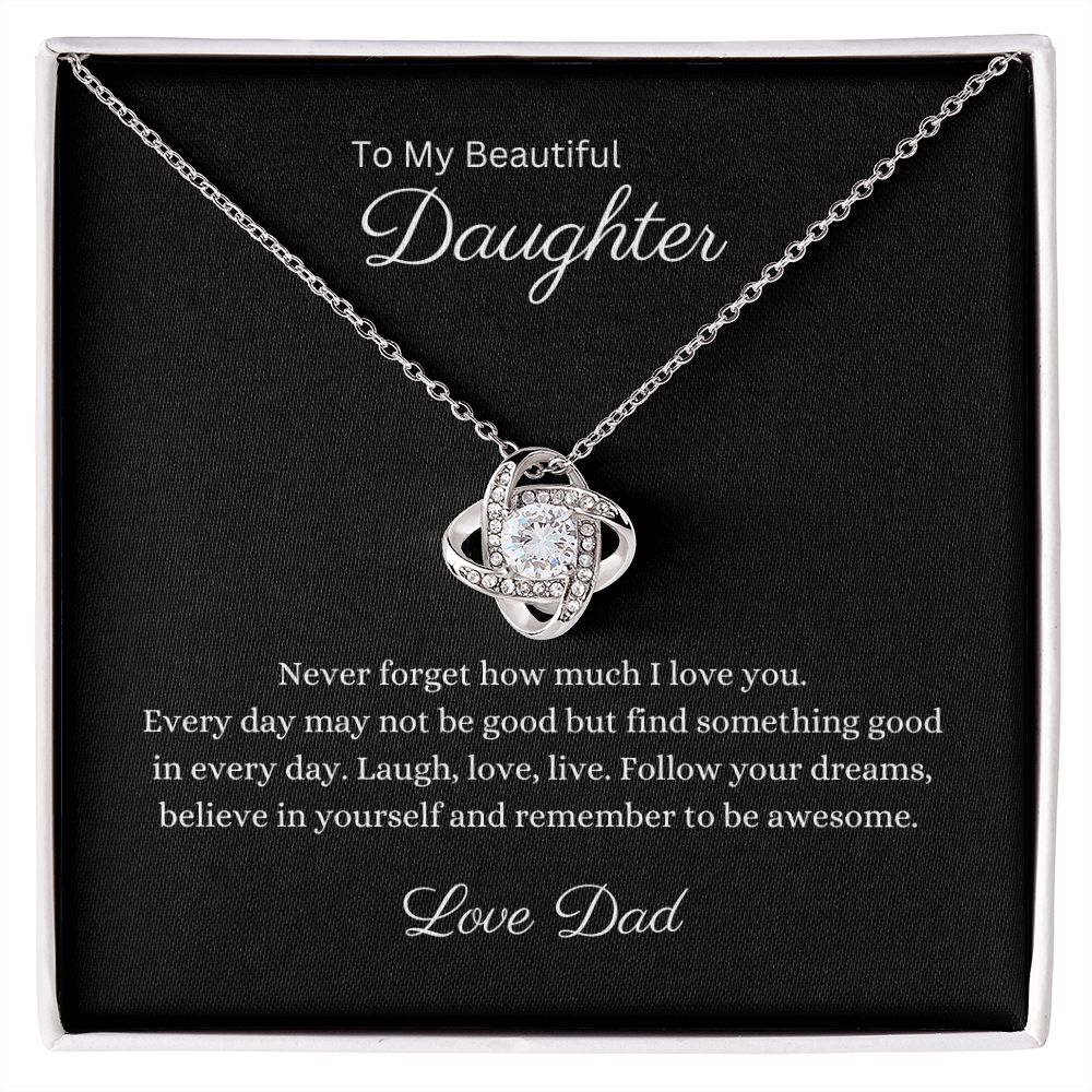 14k or 18k gold finish Daughter knot Pendant Necklace with Cubic Zirconia Crystals