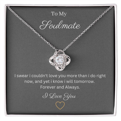 Soulmate Love Knot Pendant Necklace Embellished With Cubic Zirconia Crystals