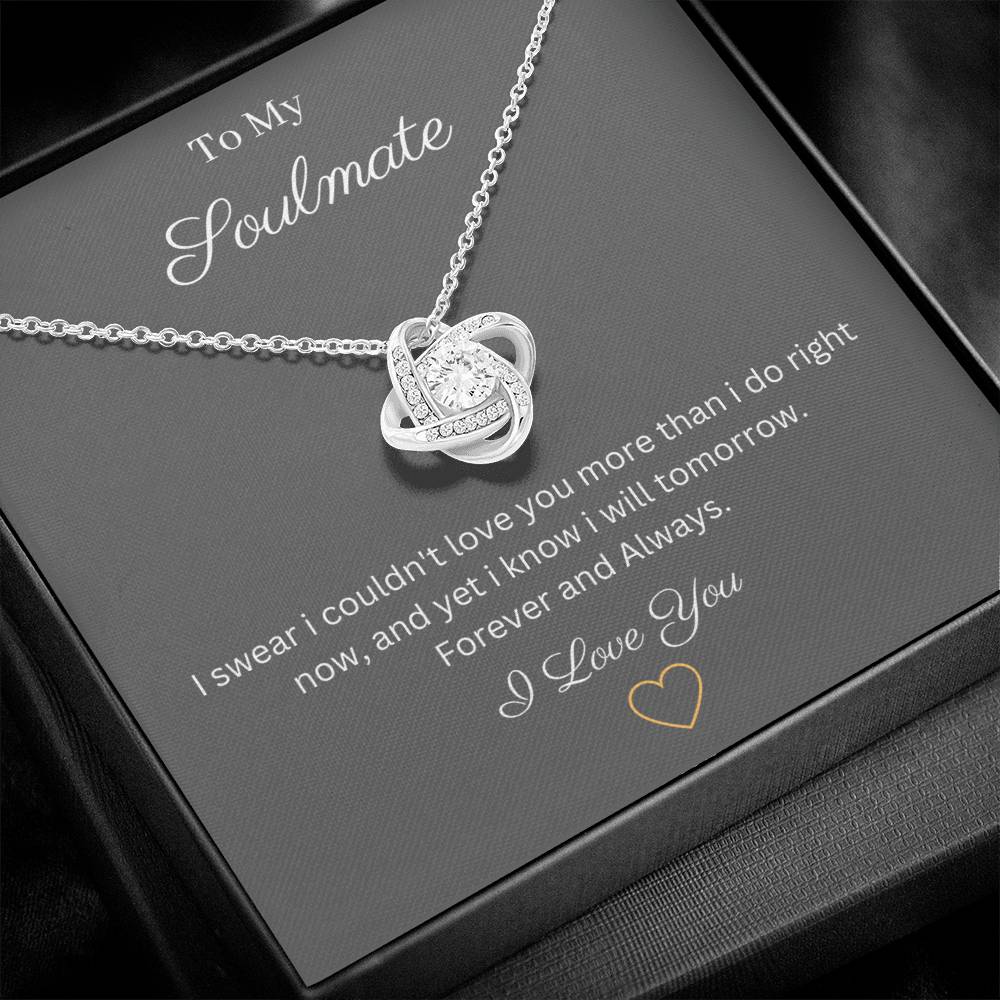 Soulmate Love Knot Pendant Necklace Embellished With Cubic Zirconia Crystals