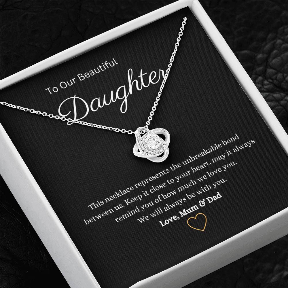 14k or 18k Daughter Love Knot Pendant Necklace