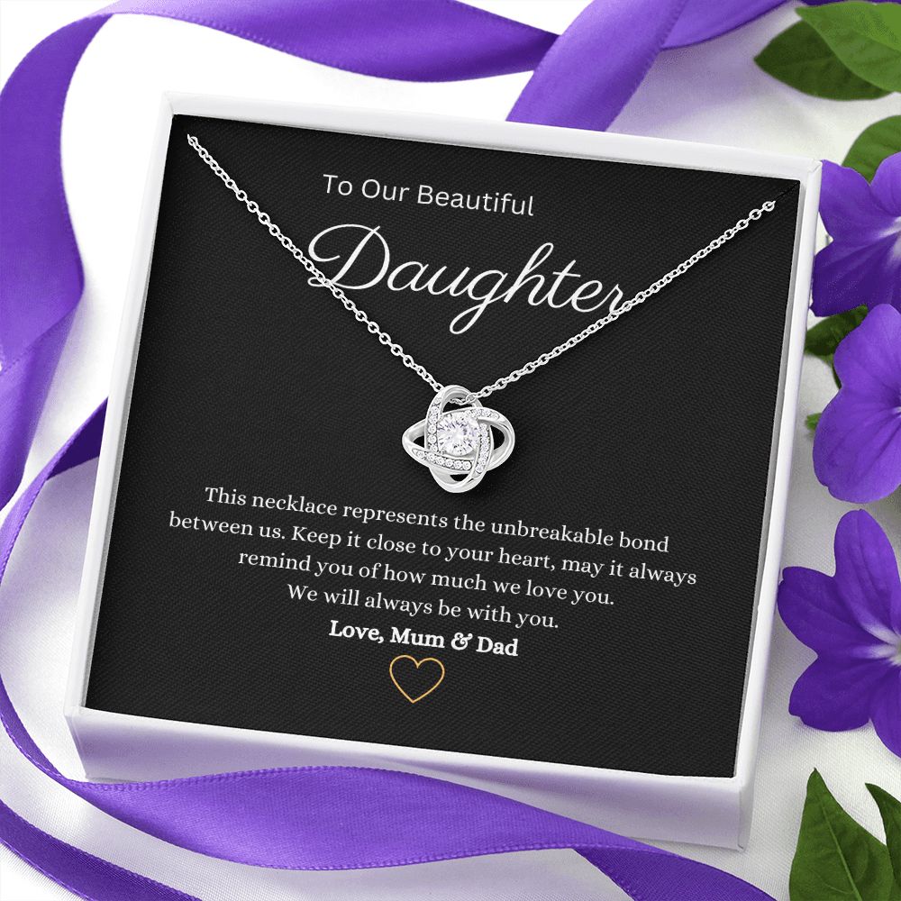 14k or 18k Daughter Love Knot Pendant Necklace