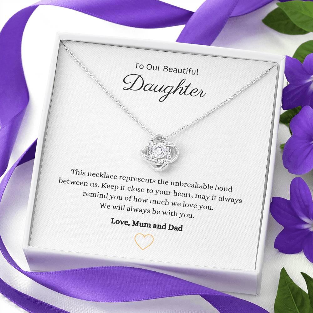 14k or 18K Gold Beautiful Daughter love knot Pendant Necklace