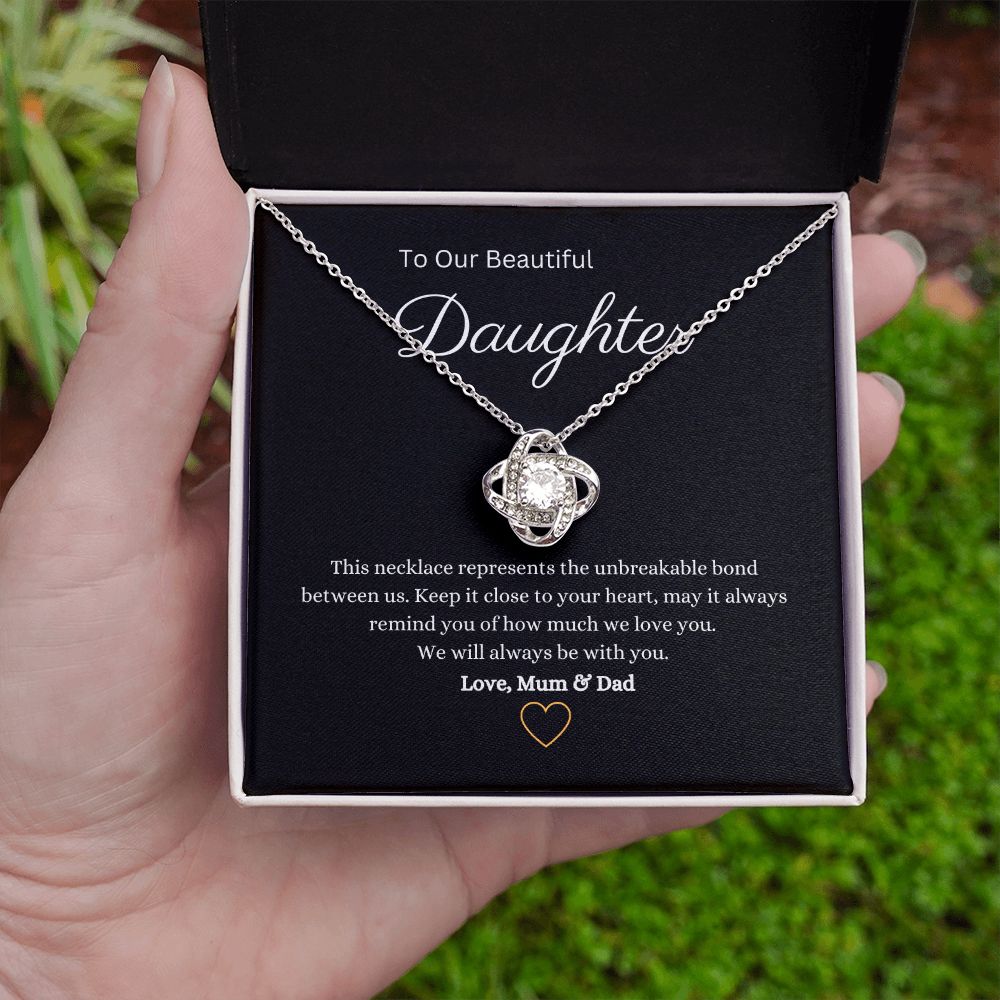 14k or 18k Daughter Love Knot Pendant Necklace