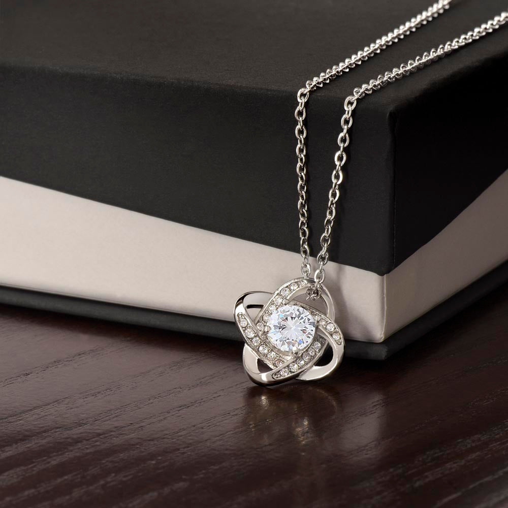 To Our Beautiful Daughter Love Knot Necklace with Cubic Zirconia Stones