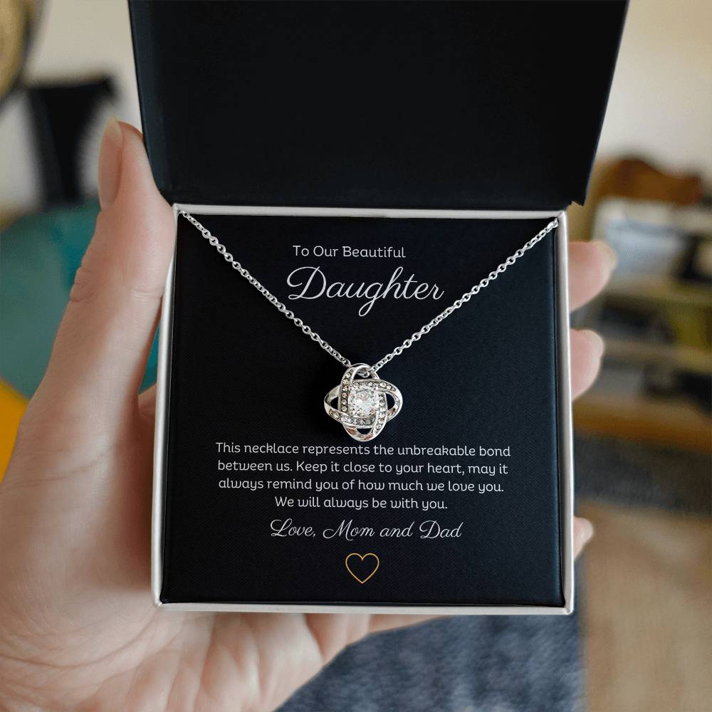 14k or 18k Daughter Love Knot Pendant Necklace