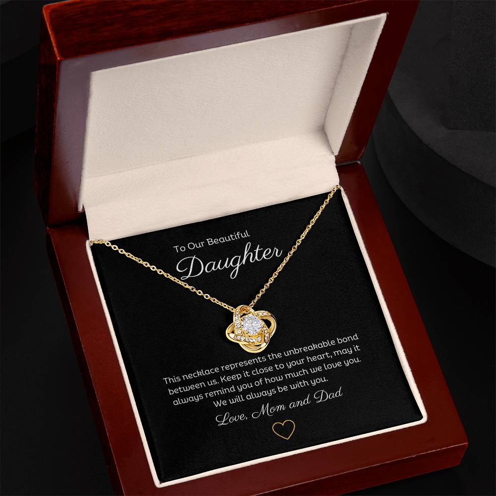 14k or 18k Daughter Love Knot Pendant Necklace