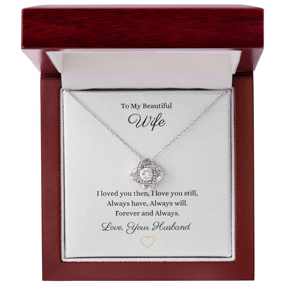 Beautiful Wife Love Knot Pendant Embellished With Cubic Zirconia Crystals