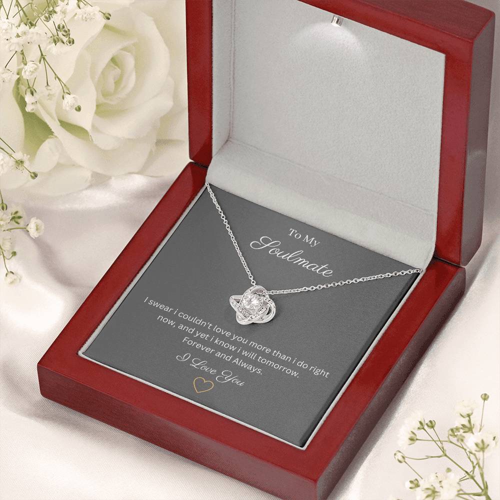 Soulmate Love Knot Pendant Necklace Embellished With Cubic Zirconia Crystals