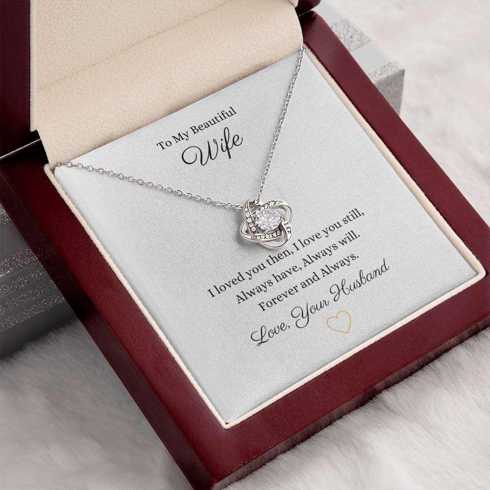 Beautiful Wife Love Knot Pendant Embellished With Cubic Zirconia Crystals