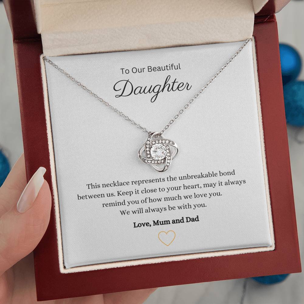 14k or 18K Gold Beautiful Daughter love knot Pendant Necklace