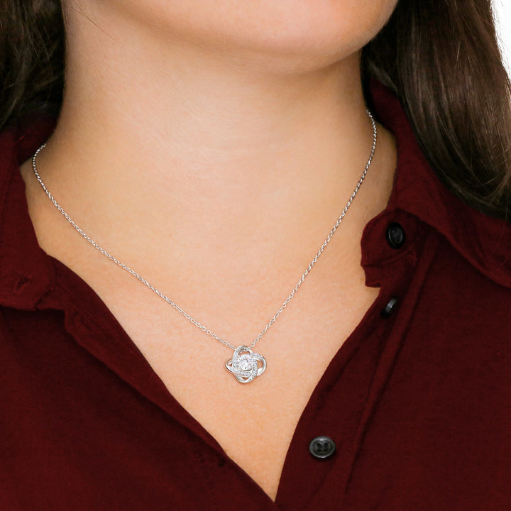 Beautiful Love Knot Necklace Pendant Embellished With Cubic Zirconia Crystals