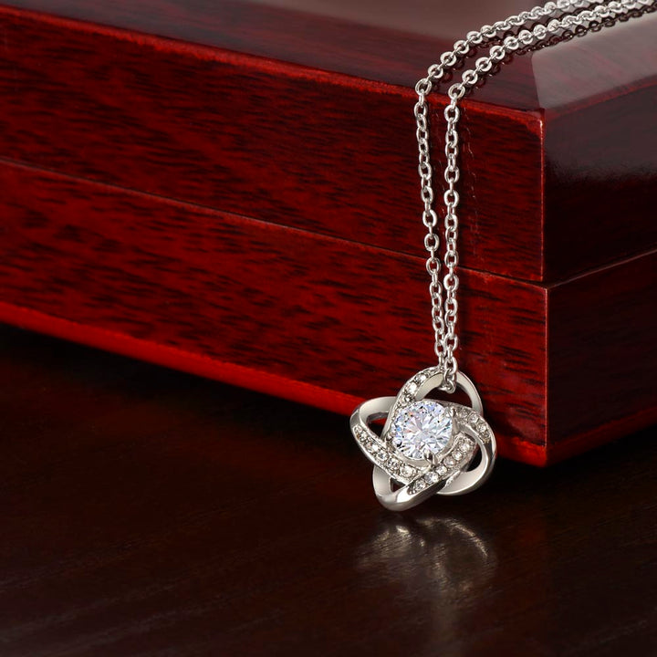 Beautiful Love Knot Necklace Pendant Embellished With Cubic Zirconia Crystals