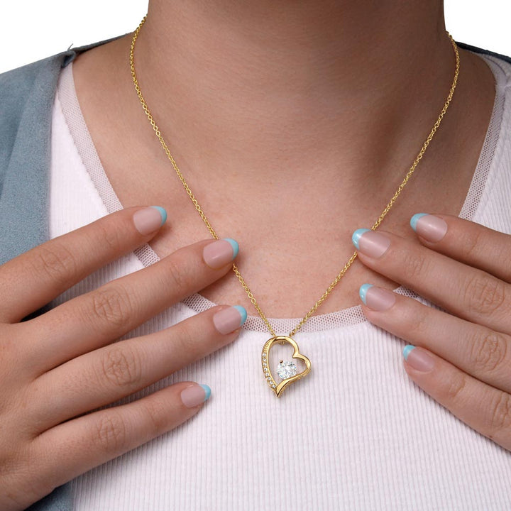 18k Gold Necklace Heart Pendant Embellished With Cubic Zirconia Crystals