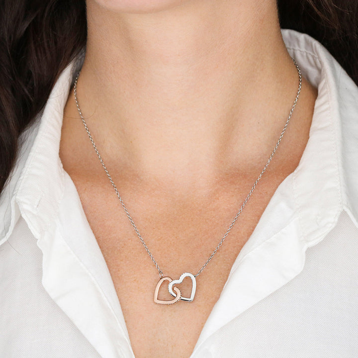 Interlocking Heart Pendant Necklace Embellished With Cubic Zirconia Crystals