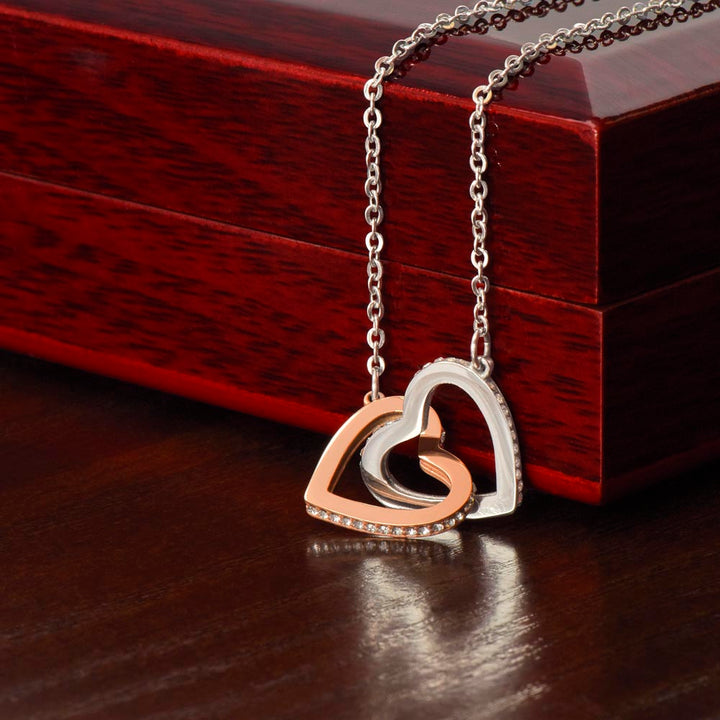 Interlocking Heart Pendant Necklace Embellished With Cubic Zirconia Crystals